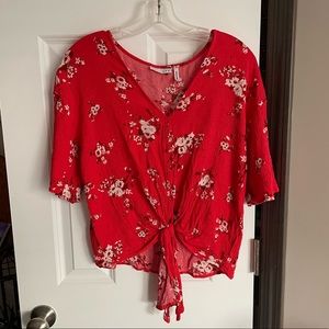 Stitchfix LUQ Floral Tie Front Blouse